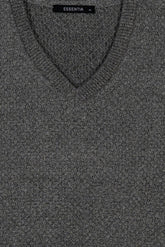 Grey Men's V Neck Sweater